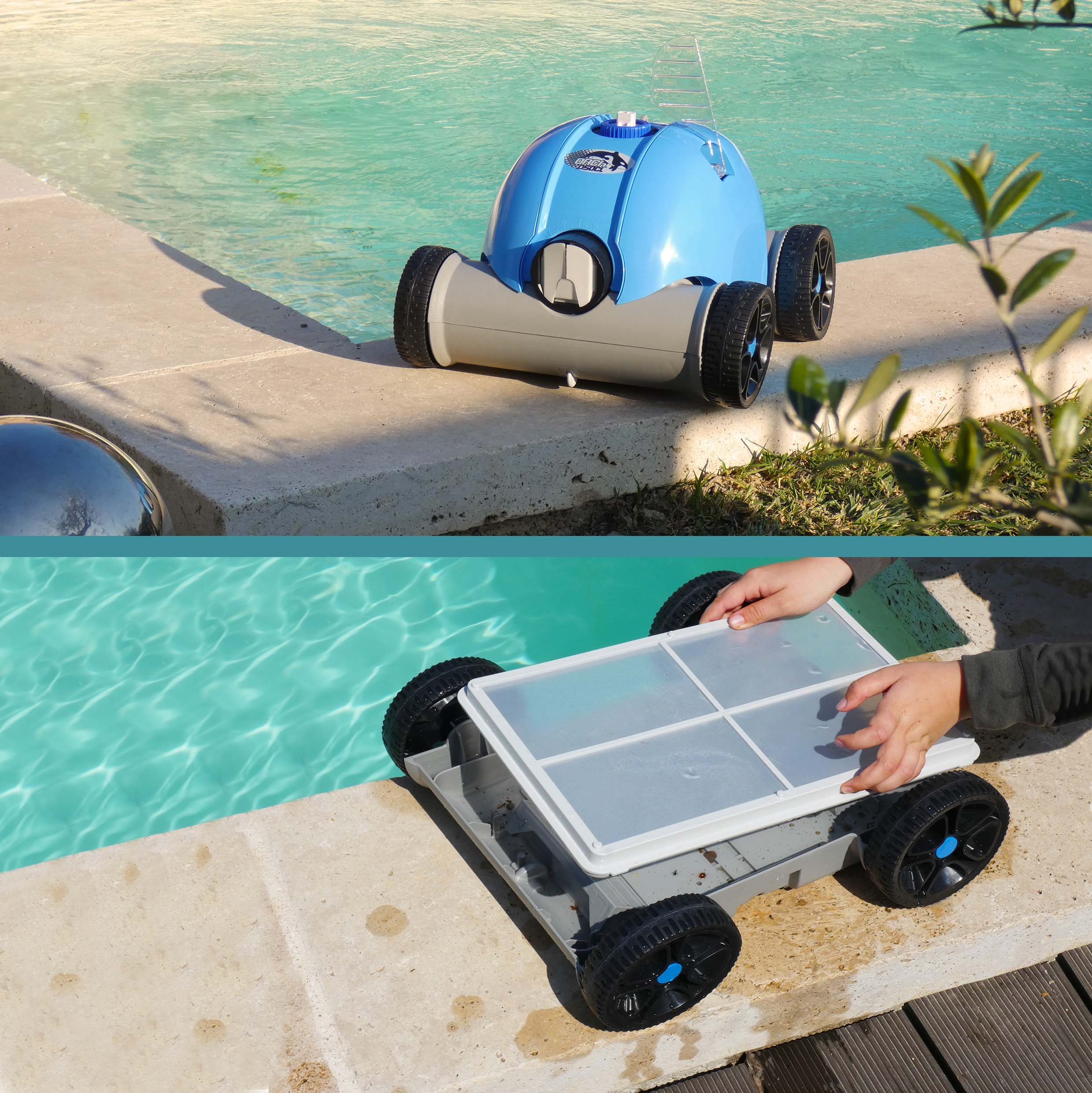 Robot ORCA 500 Aqualux fond paroi ligne d'eau de piscine jusqu'à 120m²