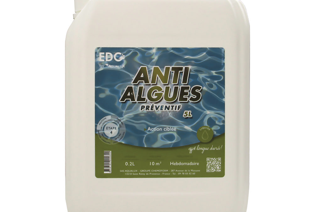 Anti-Algues Préventif Piscine – EDG By AQUALUX – Bidon de 5 Litres