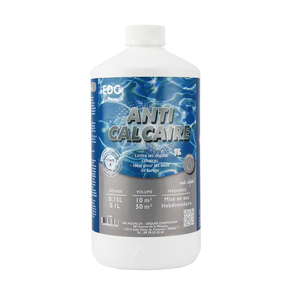 Anti Calcaire piscine - Bidon de 1 litre- EDG by Aqualux
