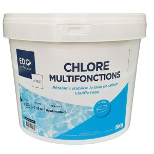 Chlore multi fonctions en seau 5KG, galets de 200 grammes
