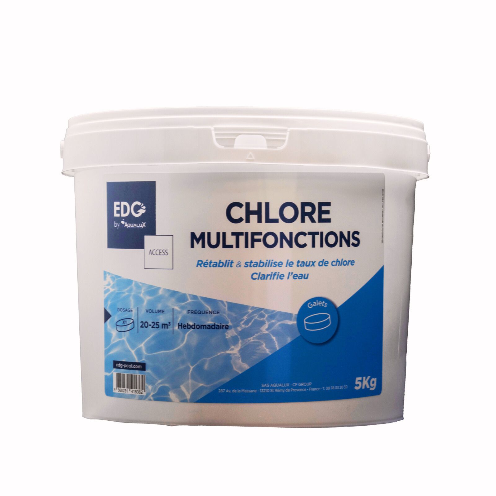 Mini galets de chlore MAREVA traitement choc pour piscine - 5 kg - 125 g -  100209U - Espace Bricolage