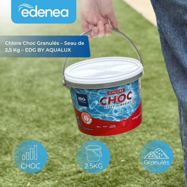 Chlore Choc Granulés – Seau de 2,5 Kg – EDG BY AQUALUX (1)