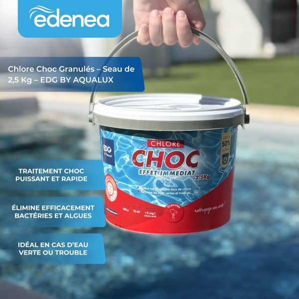 Chlore Choc Granulés – Seau de 2,5 Kg – EDG BY AQUALUX