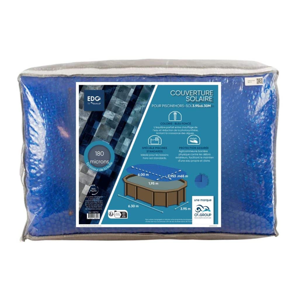108792 Couverture Solaire Ovale 3 65 x 6 m Bleu Foncé 180 Microns