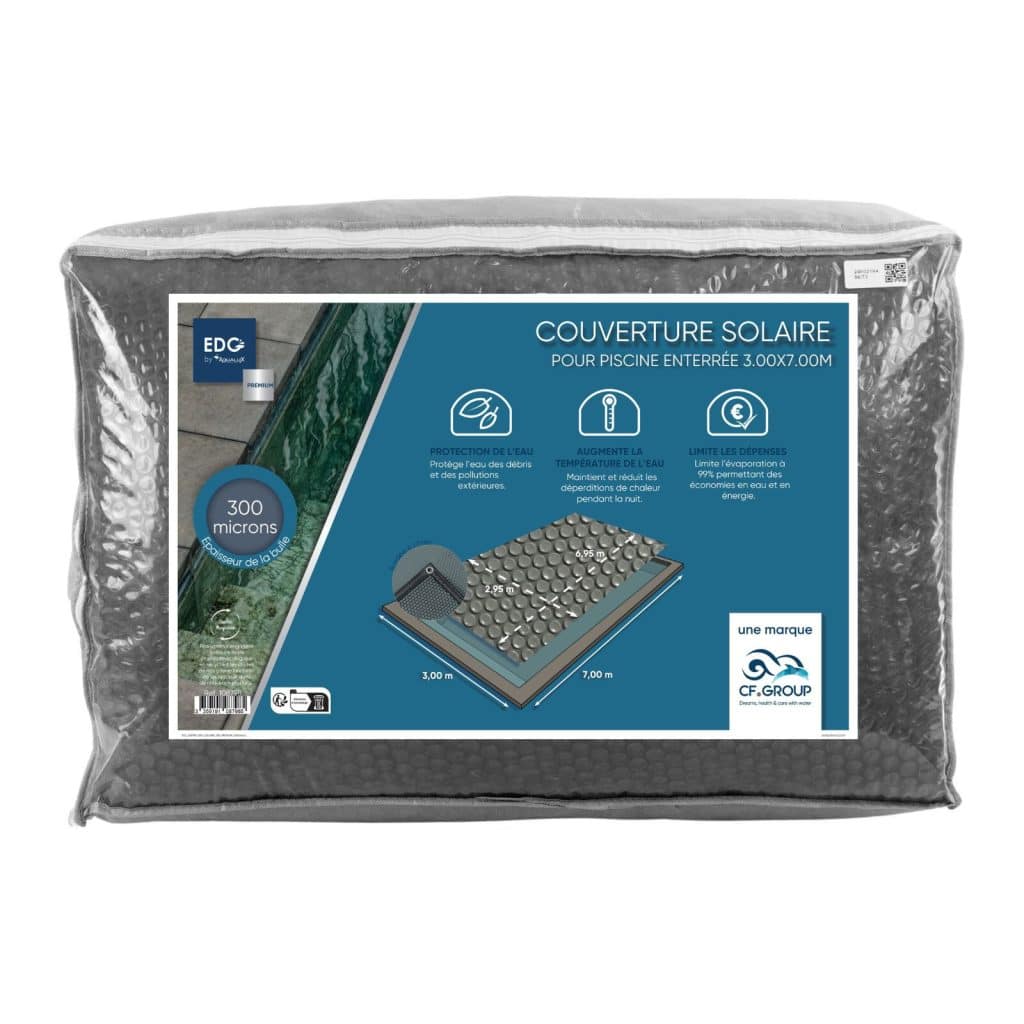 108798 Couverture Solaire Gris Opaque 300 Microns 3.95x7.95 m pour PISCINE ENTERREE 4x8m