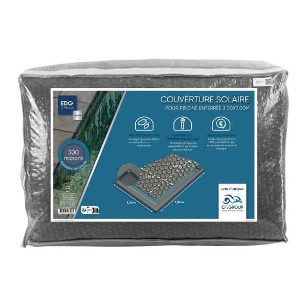 108798 Couverture Solaire Gris Opaque 300 Microns 3.95x7.95 m pour PISCINE ENTERREE 4x8m