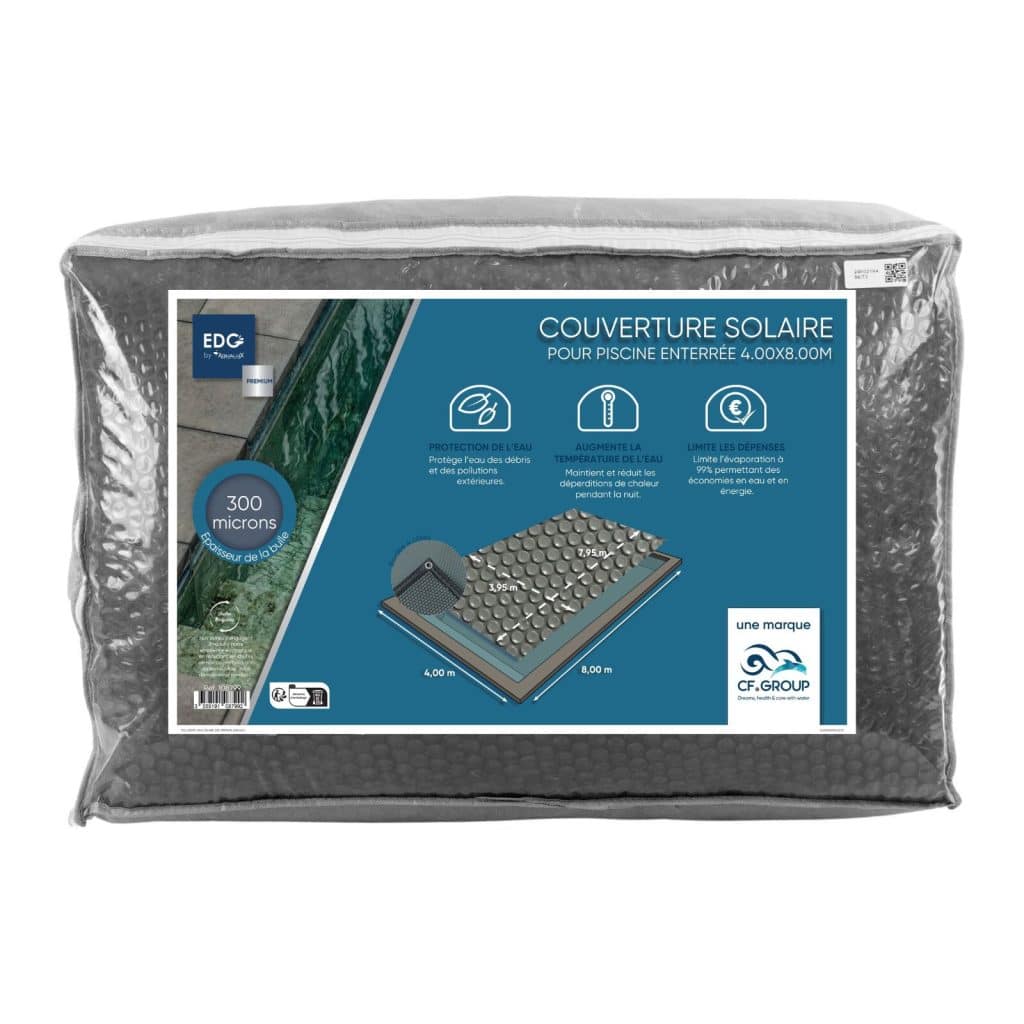108799 Couverture Solaire Gris Opaque 300 Microns 3.95x7.95 m pour PISCINE ENTERREE 4x8m