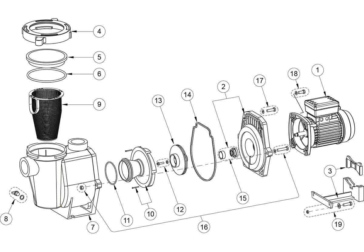 SCHEMA VUE ECLATE POMPE PENTAIR WHISPERFLOW