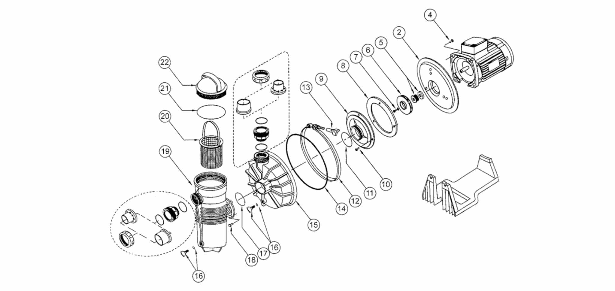 VUE SCHEMA ECLATE POMPE HAYWARD CHALLENGER