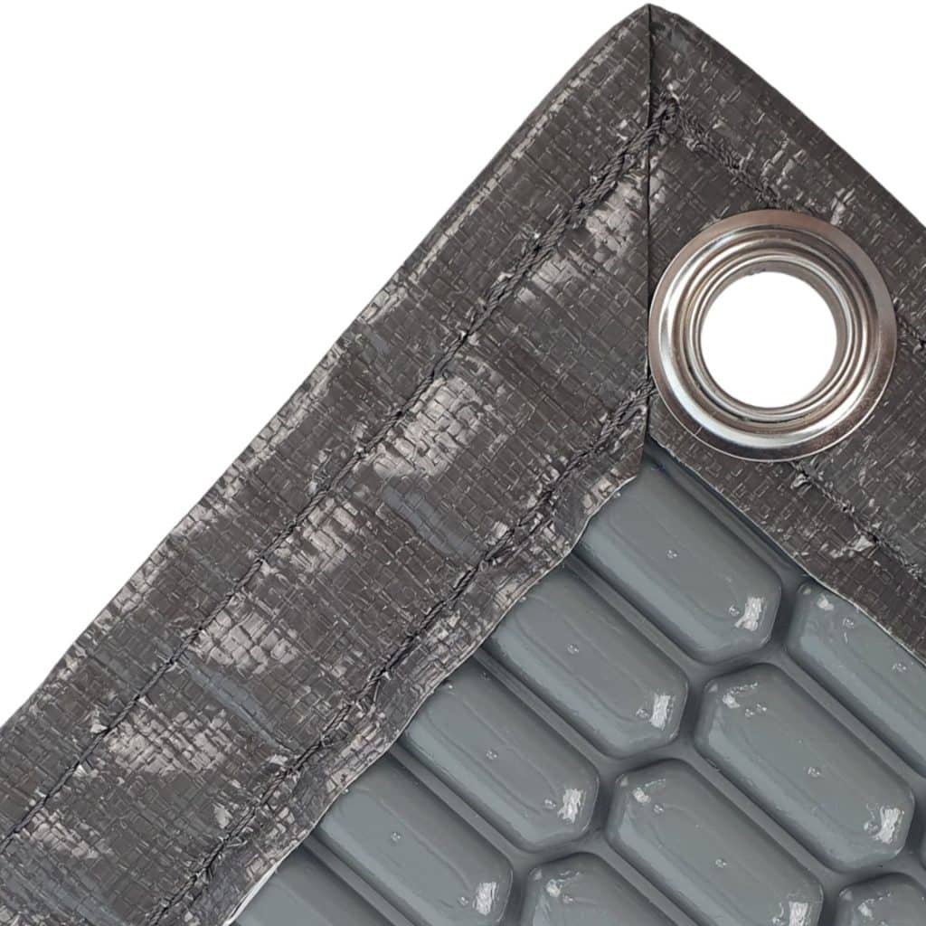 S03BP07100 Couverture Solaire Alvéolaire Bordée Perimètre 500 Microns Bleu translucide Gris opaque Sur Mesure